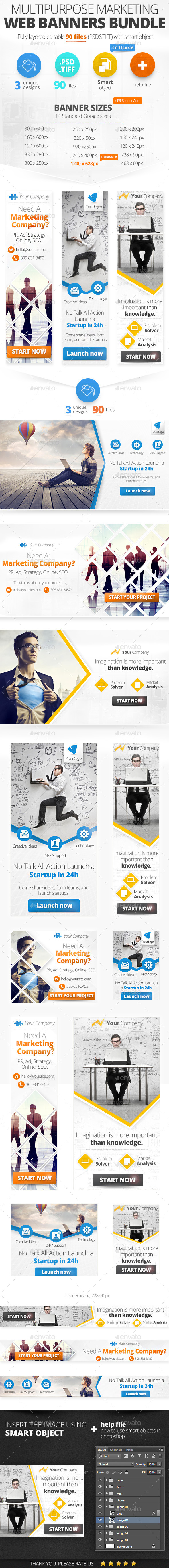 Multipurpose Marketing Web Banners & FB Banner - Banners & Ads Web Elements