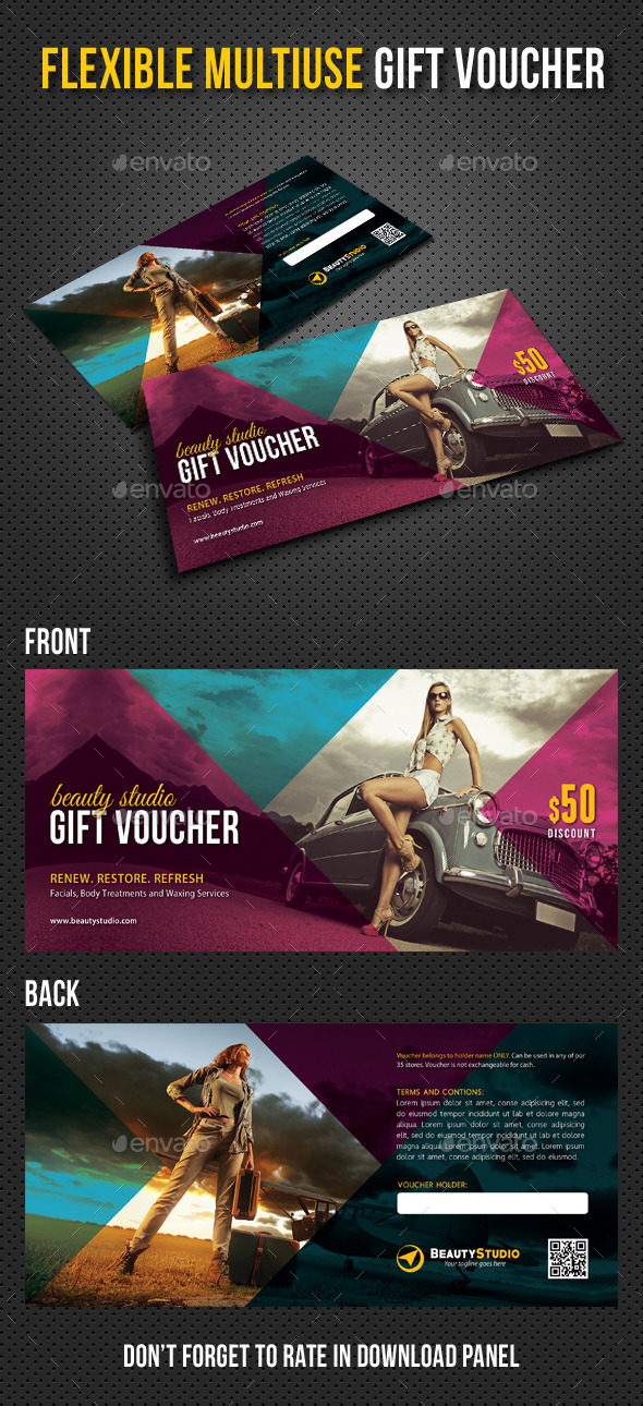 Flexible Multiuse Gift Voucher V04 - Cards & Invites Print Templates
