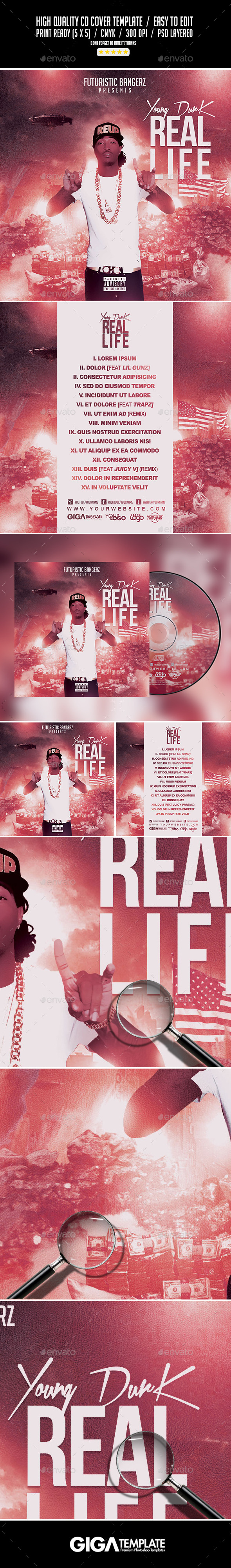 Real Life | Mixtape Tape Album CD Cover Template - CD & DVD Artwork Print Templates