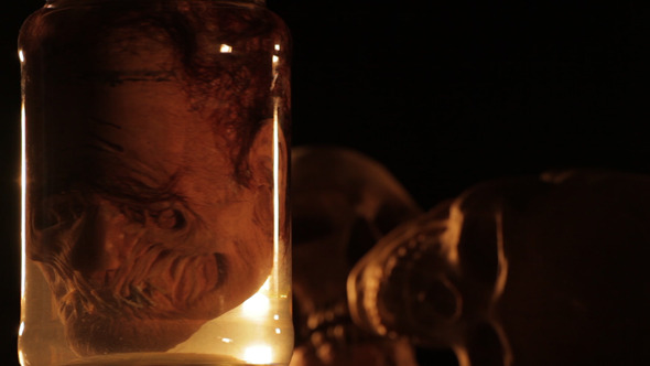 Creepy Head in a Bottle Spinning