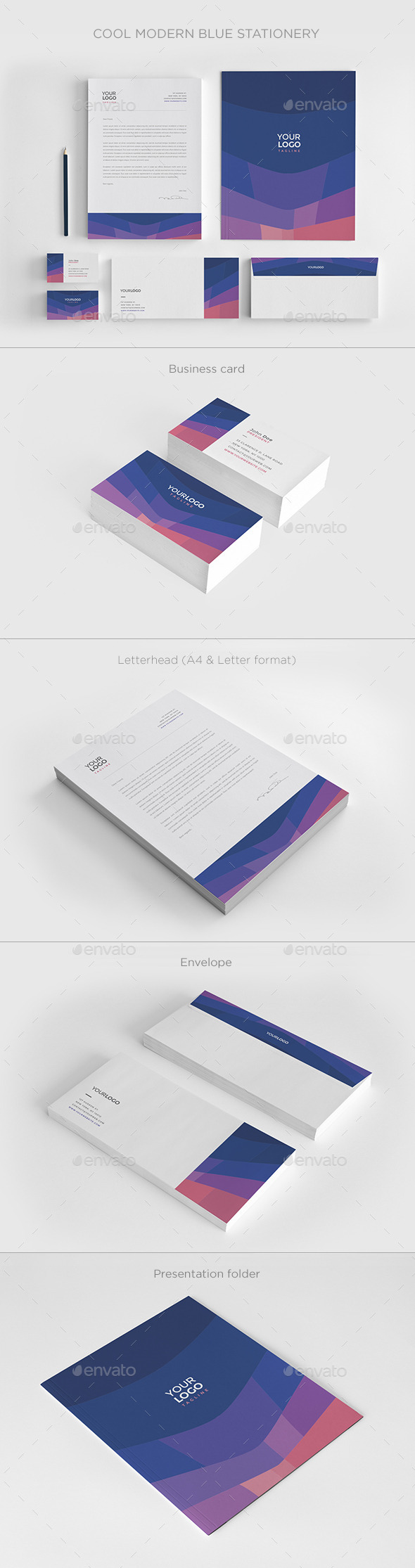 Cool Modern Blue Stationery - Stationery Print Templates