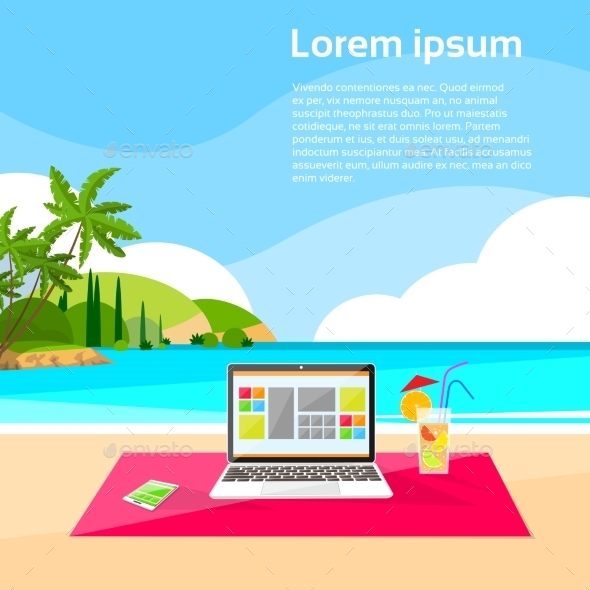 Laptop Freelance Beach Remote Working Laptop Freelance Beach Remote Working