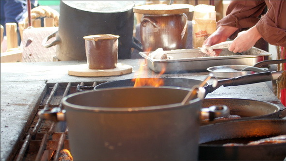 Big Pot on the Side of the Grilling Area