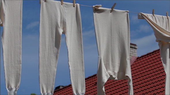Lots of White Clothes Hanged on the String