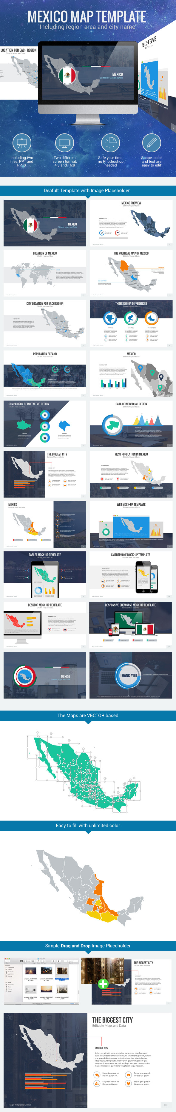 Mexico - Editable Map Presentation - PowerPoint Templates Presentation Templates