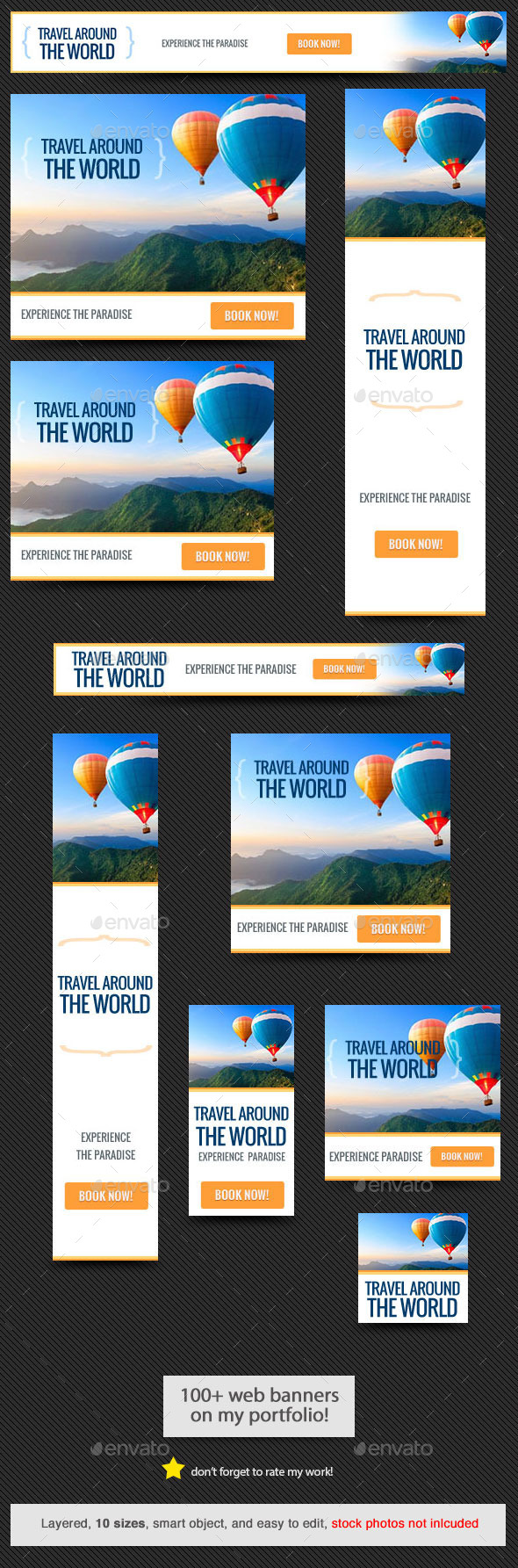 Travel the World Banner - Banners & Ads Web Elements