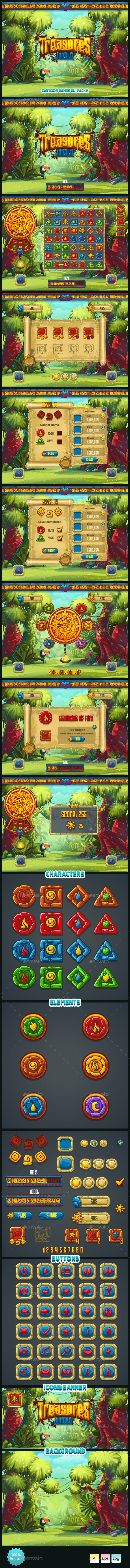Jungle Treasures GUI. - User Interfaces Game Assets