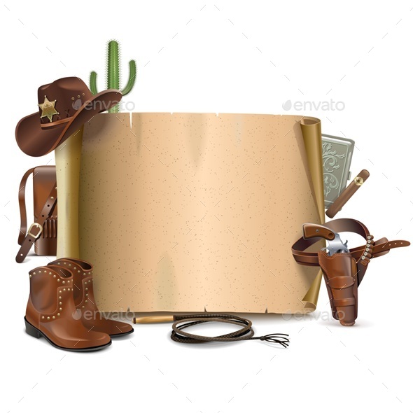 Vector Cowboy Scroll - Travel Conceptual