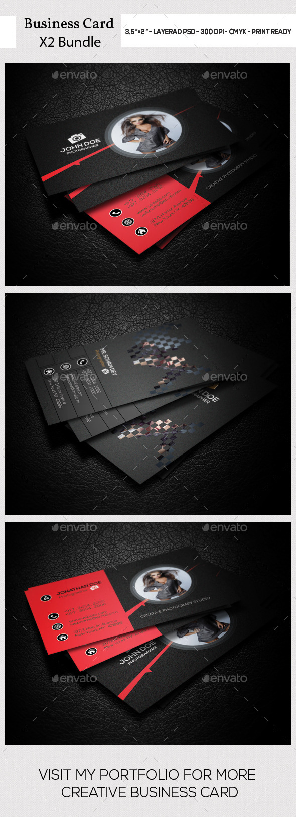 X2 Photography Business Card Bundle - Creative Business Cards