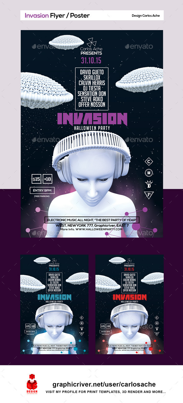 Invasion Flyer & Poster Template - Holidays Events