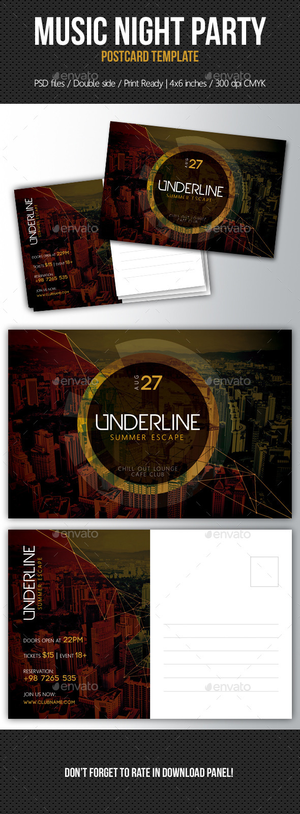 Music Night Party Postcard Template V10 - Invitations Cards & Invites