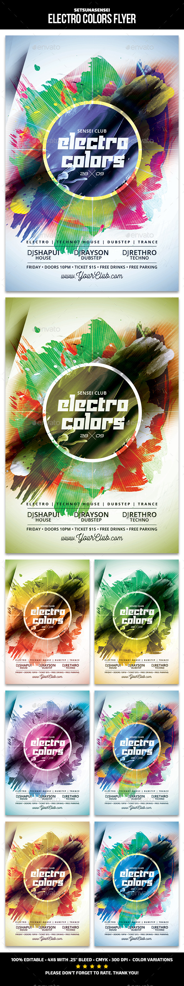 Electro Colors Flyer - Clubs & Parties Events