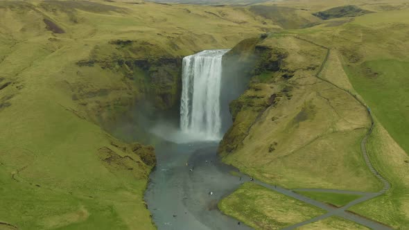 Skogafoss Waterfall. Iceland. Aerial View alt