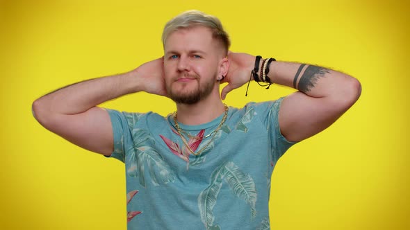 Ambitious Satisfied Tourist Stylish Young Man Posing for Photographers Successful Famous Rich Person alt