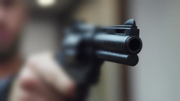 Man Holds a Gun in His Hand alt