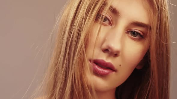 Natural Beauty Blonde Woman Nude Makeup Perfect alt