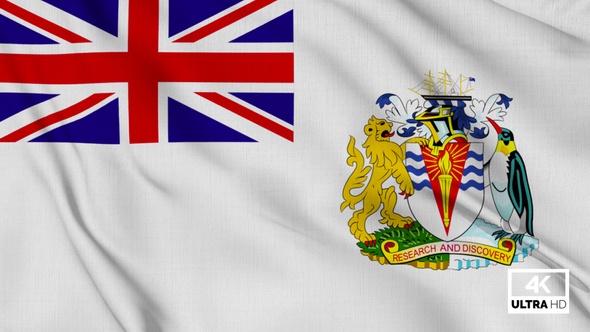 British Antarctic Territory Flag Waving Slowly Looped alt