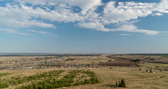 Simultaneous Movement of Clouds of Different Levels, Time Intervals, Beautiful Pre-sunset Landscape alt