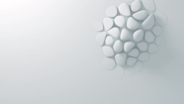 White Abstract Background, animated 3d rendering background for business presentation, cells moving.