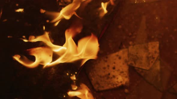 High angle view of flames alt