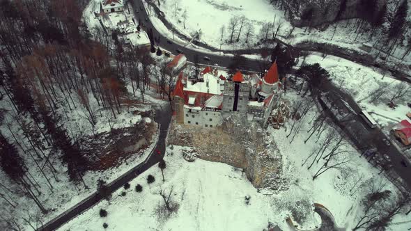Aerial View of Bran Castle Transilvania Romania  Dracula's Castle alt