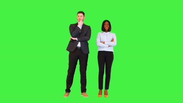 Confident Successful Business Team Multiracial Business Man Woman Stand Together Nod with Approval