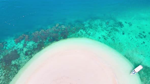 Aerial view of drone, Scene of Beautiful nature Top view of White beach sand in summer day, Seawater alt