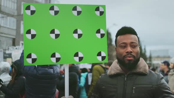 Blank Banner. Protesting Frenchman in France. Political Demonstration. Strike. alt