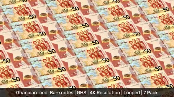 Ghana Banknotes Money / Ghanaian  cedi / Currency ₵ / GHS/ | 7 Pack | - 4K alt