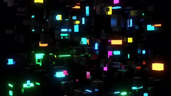 Different Sizes Cubes Network Lighting Multicolor Neon Light Like Night City alt