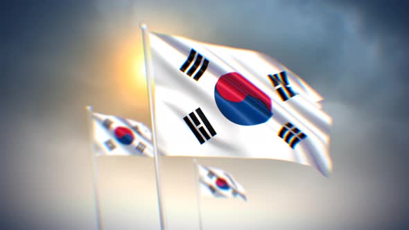 South Korea Flags Background 4K