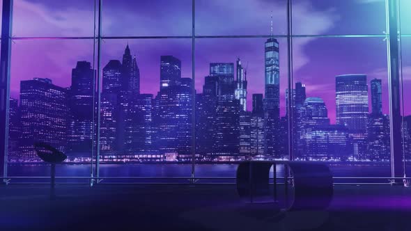 Blue Background With Night City HD alt