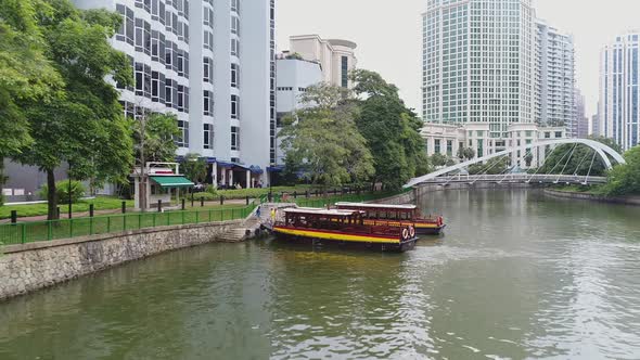 Tourist Boarding Bumboat on Singapore river