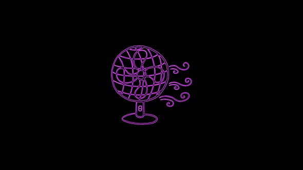 Electric fan icon isolated on black background. 4K Video motion graphic animation alt