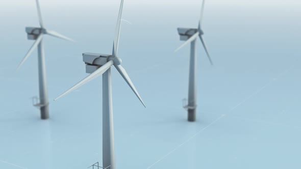 Wind Turbines. Blades Rotating. Words Wind Power Station. Producing Electricity alt
