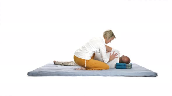 Thai Yoga Massage Shoulder White Background