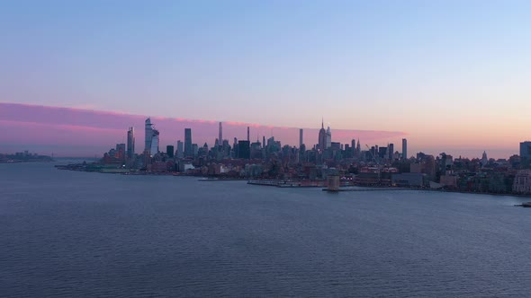 Urban Manhattan Cityscape in the Morning and Hudson River alt