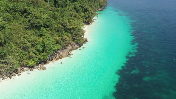 B-roll Aerial view Drone Myanmar island beach ocean wave and rocky.