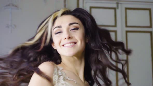 Brunette Romantic Girl Dances alt