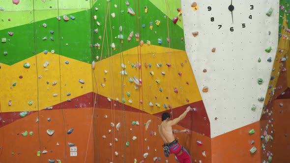 Man practicing rock-climbing 