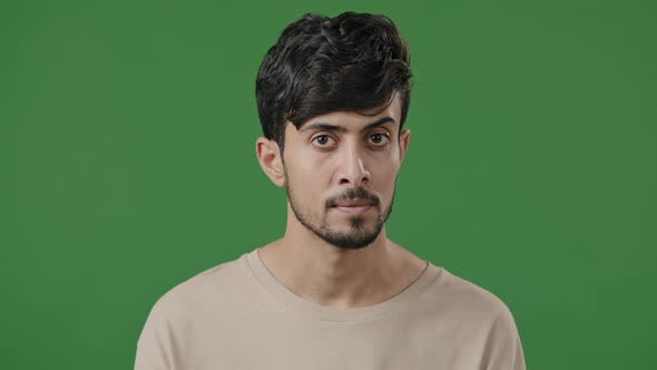 Arabic Young Man Positive Waving Head Nodding Approvingly Hispanic Latin Confident Guy Stands on alt