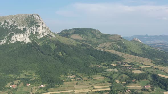Mountain ranges of Carpathian mountains in Eastern Serbia 4K aerial video