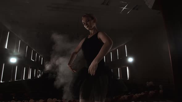 Slow Motion Of An Excellent Graceful Ballerina Dancing Modern Ballet alt