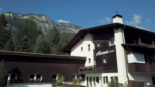 Exterior of mountain resort, Alta Badia, Italy