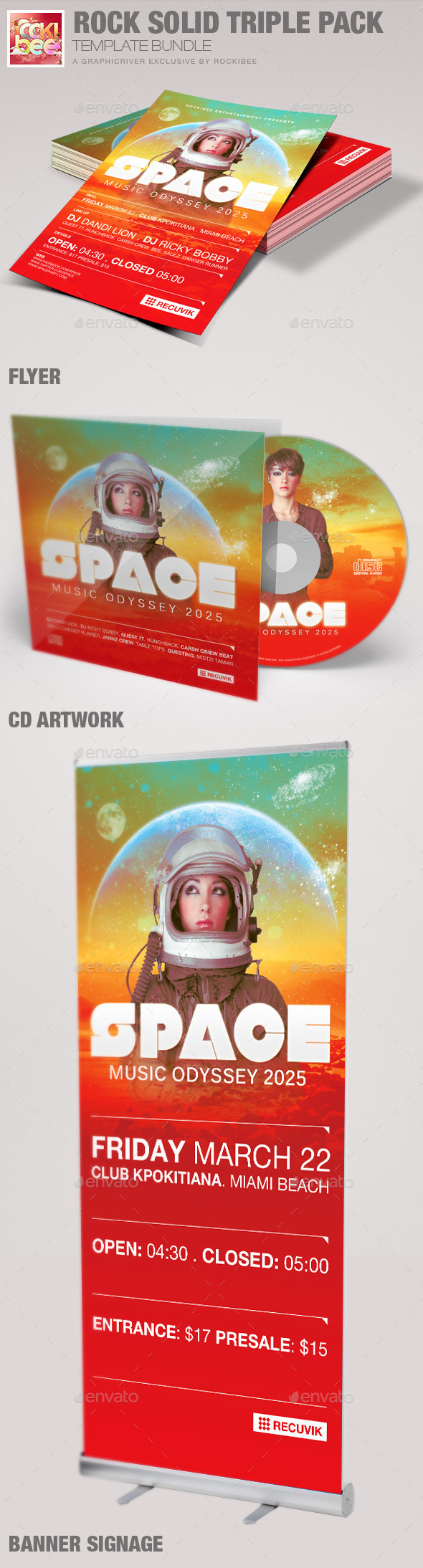 Space Triple Pack Template Bundle - Miscellaneous Events