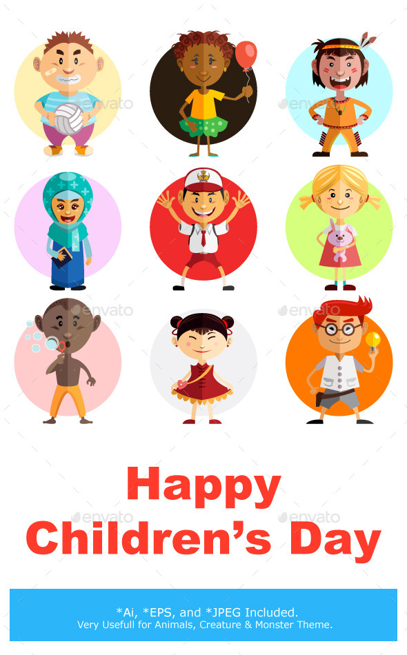 Happy Children’s Day Illustration - People Characters