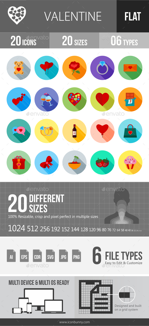 Valentine Flat Shadowed Icons - Icons
