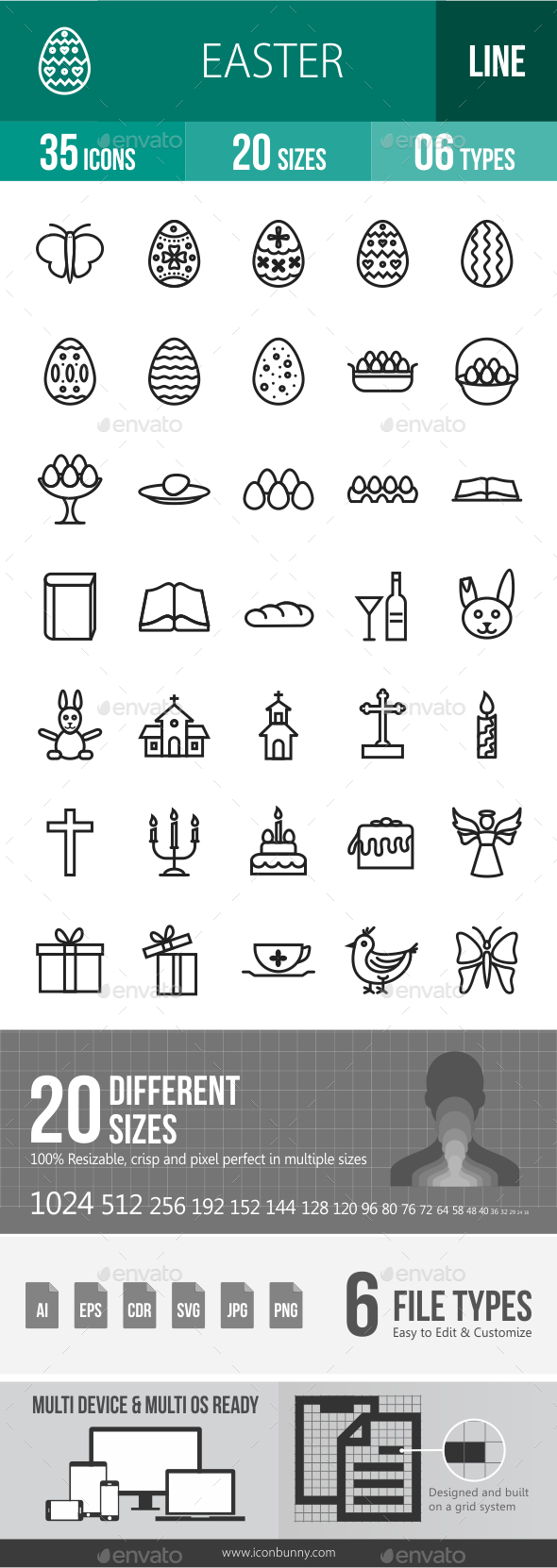 Easter Line Icons - Icons