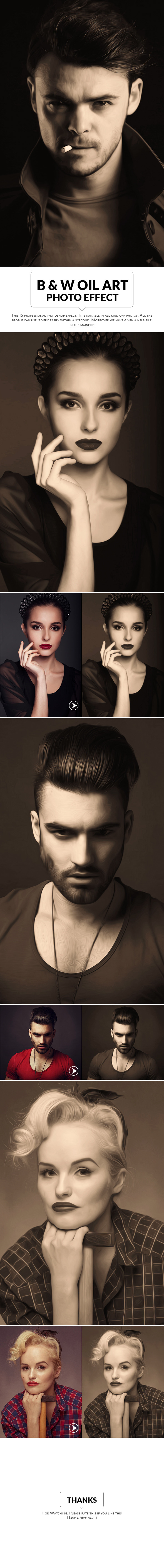 B&W Oil Art Photo Effect - Photo Effects Actions