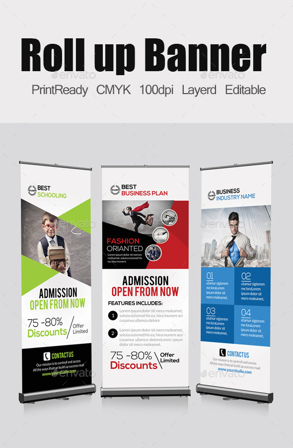 3 Business Roll Up Banners Template - Signage Print Templates